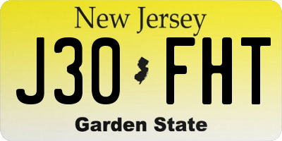 NJ license plate J30FHT