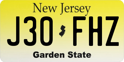 NJ license plate J30FHZ