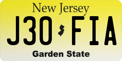 NJ license plate J30FIA