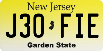 NJ license plate J30FIE