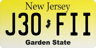 NJ license plate J30FII
