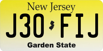 NJ license plate J30FIJ