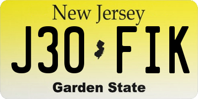 NJ license plate J30FIK