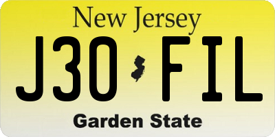 NJ license plate J30FIL