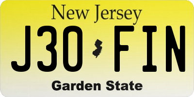 NJ license plate J30FIN