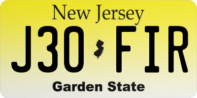 NJ license plate J30FIR
