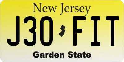 NJ license plate J30FIT