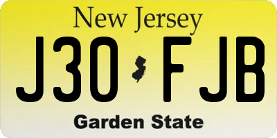 NJ license plate J30FJB