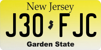 NJ license plate J30FJC