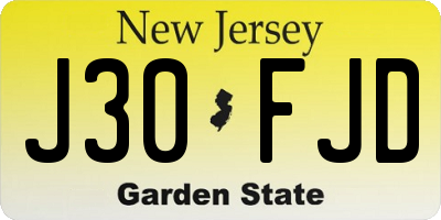 NJ license plate J30FJD