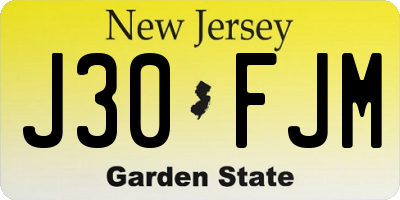 NJ license plate J30FJM