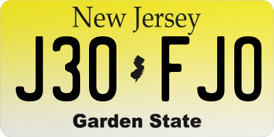 NJ license plate J30FJO
