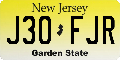 NJ license plate J30FJR