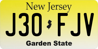 NJ license plate J30FJV