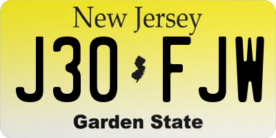 NJ license plate J30FJW