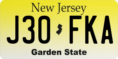 NJ license plate J30FKA