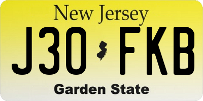 NJ license plate J30FKB