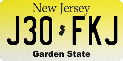 NJ license plate J30FKJ