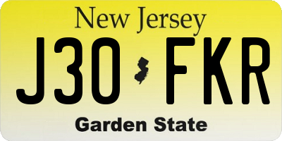 NJ license plate J30FKR