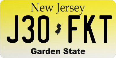 NJ license plate J30FKT