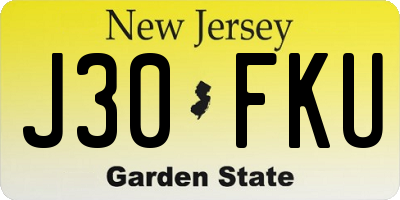 NJ license plate J30FKU