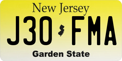 NJ license plate J30FMA