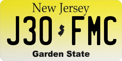 NJ license plate J30FMC