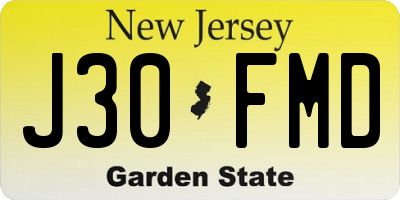 NJ license plate J30FMD
