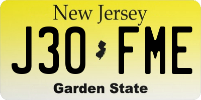 NJ license plate J30FME