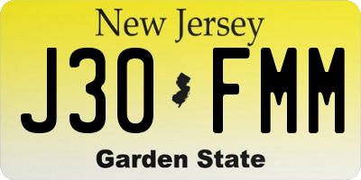 NJ license plate J30FMM