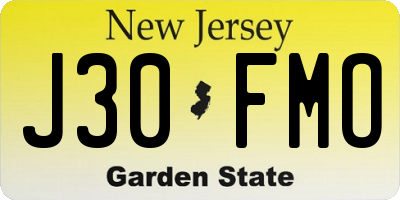 NJ license plate J30FMO