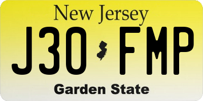 NJ license plate J30FMP