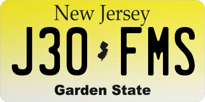 NJ license plate J30FMS