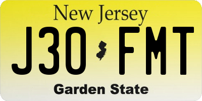 NJ license plate J30FMT