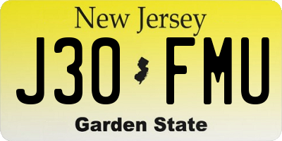 NJ license plate J30FMU