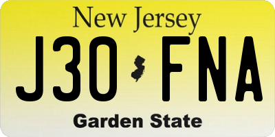 NJ license plate J30FNA