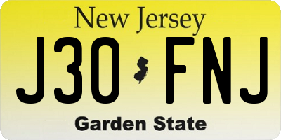 NJ license plate J30FNJ