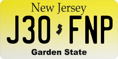 NJ license plate J30FNP