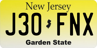 NJ license plate J30FNX