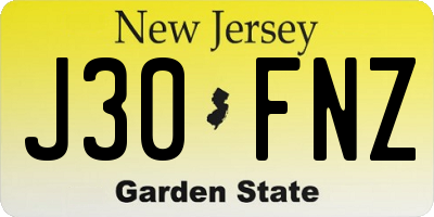 NJ license plate J30FNZ