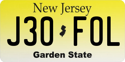 NJ license plate J30FOL