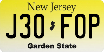 NJ license plate J30FOP