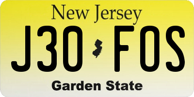 NJ license plate J30FOS