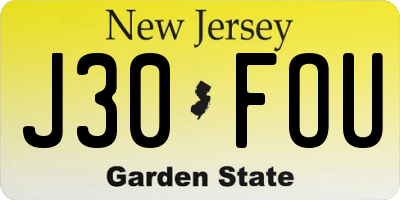 NJ license plate J30FOU