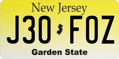 NJ license plate J30FOZ