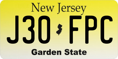 NJ license plate J30FPC