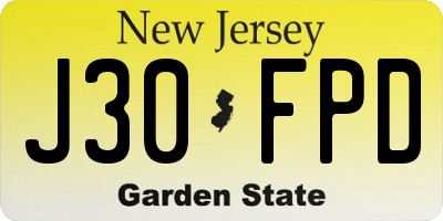 NJ license plate J30FPD