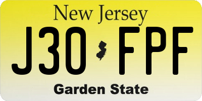 NJ license plate J30FPF