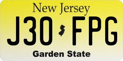 NJ license plate J30FPG