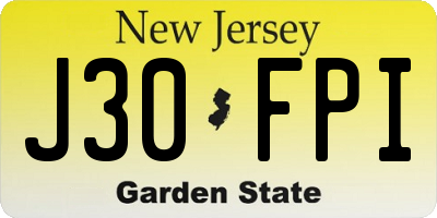 NJ license plate J30FPI